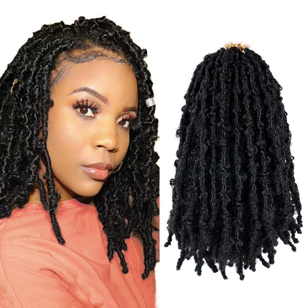 Black Star Butterfly Locs Crochet Hair Bob Distressed Locs Most Natural Pre Looped Braids Hair Extensions for Women