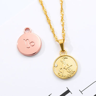 zodiac necklaces for women coin necklace Aries Leo Collier signe astrologique