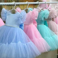 Pageant Formal Bridesmaid Dresses Girls Tulle Fluffy Wedding Princess Dress For Kids Elegant Children Birthday Party Prom Gown