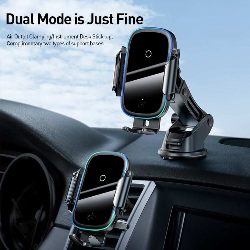 Baseus Qi Car Wireless Charger for iPhone 11 Samsung Xiaomi 15W Induction Car Mount Fast Wireless Charging with Car Phone Holder