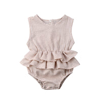 US Stock Cute Newborn Kid Baby Girl Clothes Sleeveless Bodysuit Dress Cotton&amp;Linen 1PC Outfit