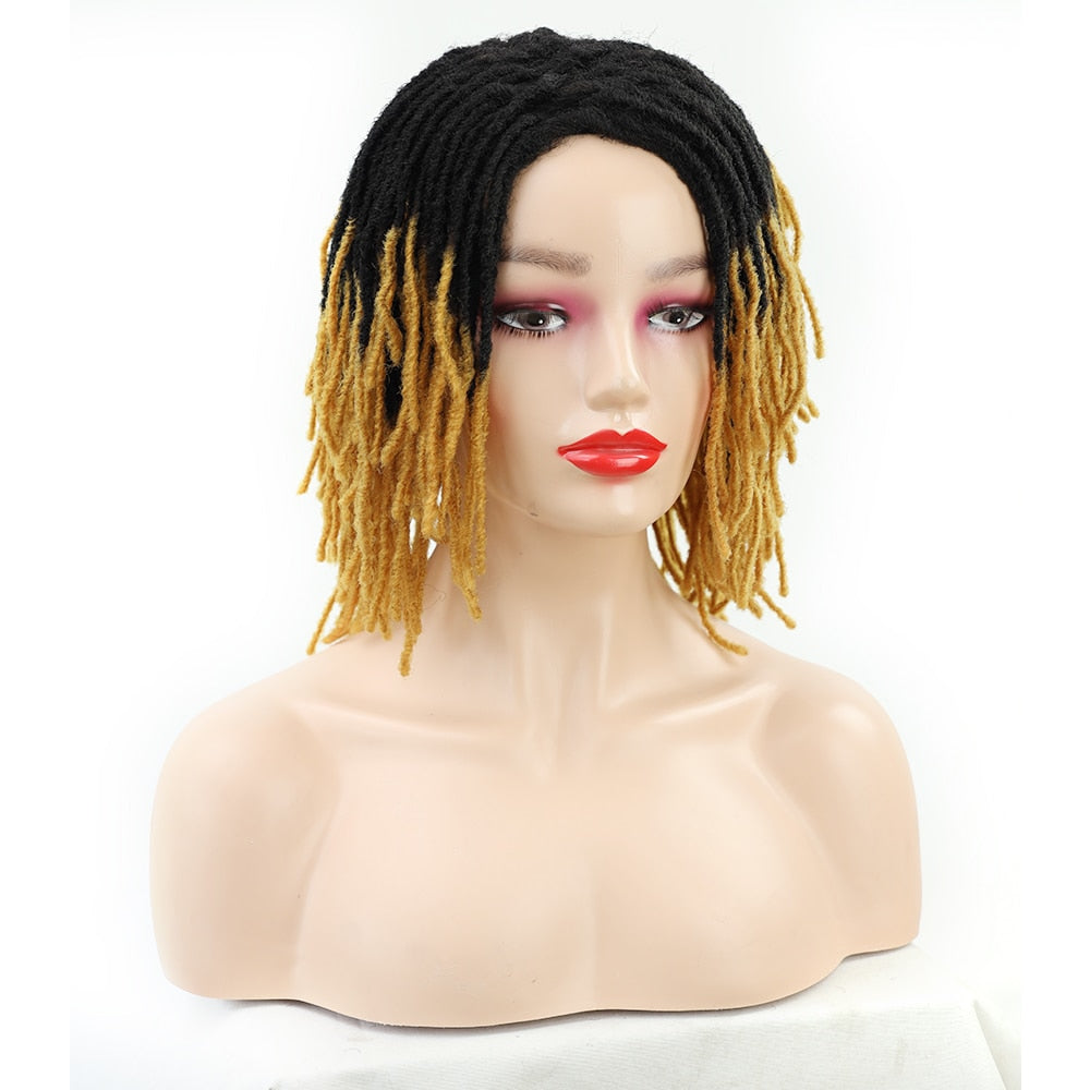 10 Inches Braided Wigs  Afro Bob Wig Synthetic DreadLock Wigs For Black Woman Short Curly Ends Cosplay Yun Rong Hair
