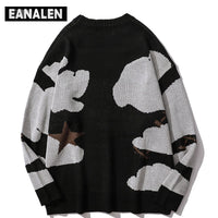 Harajuku vintage cartoon anime knitted sweater men winter oversized men&#39;s rock hip hop rap pullover women jumper ugly sweater