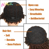 Magic 10 Inches Synthetic  Afro Kinky Curly Wig Short Dreadlock Wig With Bangs Ombre Black Blonde  Crochet  Wig for Black Women