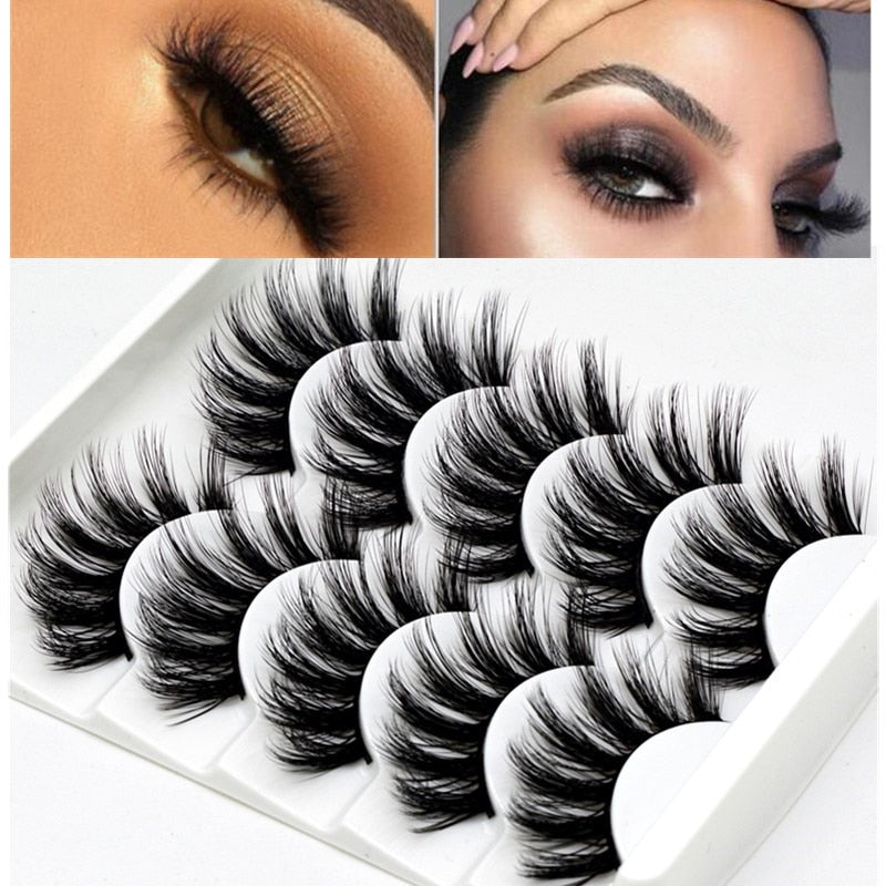 5 Pairs Faux Mink Eyelashes Fluffy Wispy Long Dramatic False Lashes Thick Volume Fake Eyelashes Natural Soft Extension Eyelash