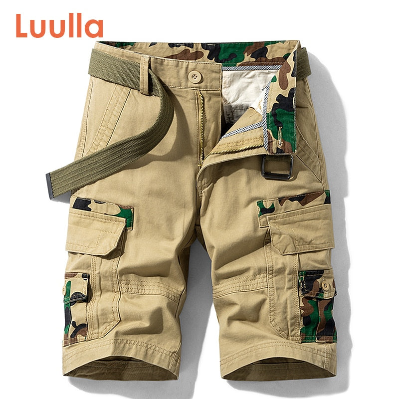 Luulla Men 2021 Summer New Casual Vintage Classic Pockets Cargo Shorts Men Outwear Fashion Twill Cotton Camouflage Shorts Men