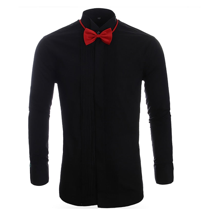 Fashion Groom Tuxedos Shirts Best Man Groomsmen White Black Red Men Wedding Shirts