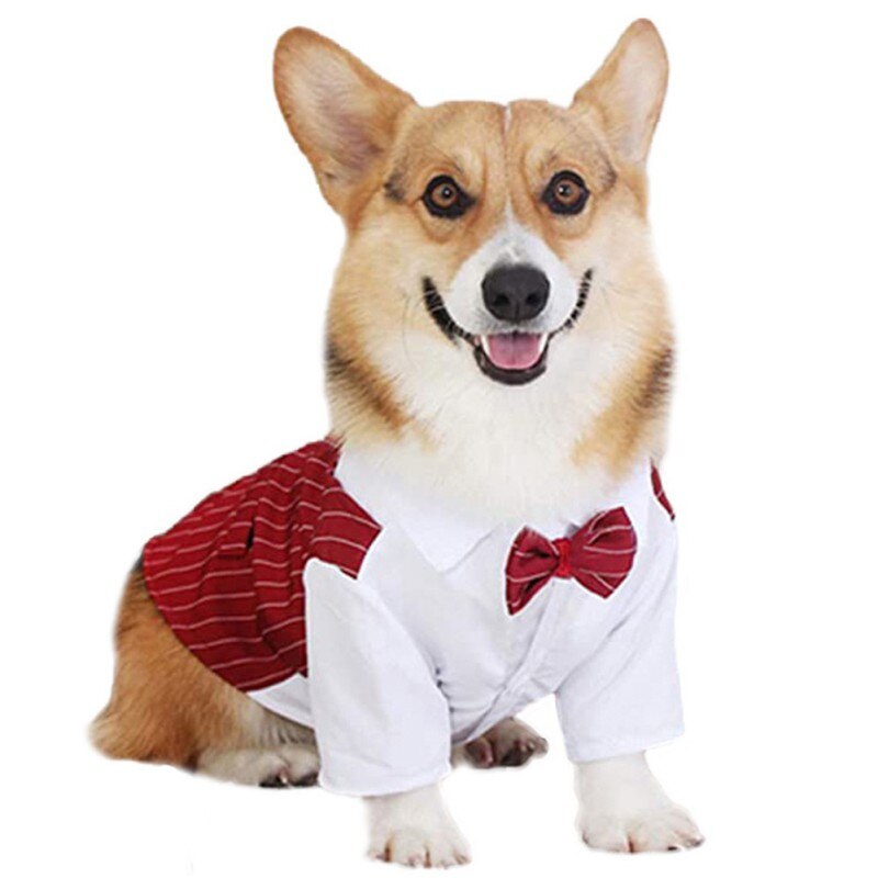 Dog Shirt Pet Small Dog Clothes Stylish Suit Bow Tie Wedding Shirt Costume Formal Tuxedo With Bow Tie Puppy Cat Bulldog Clothing