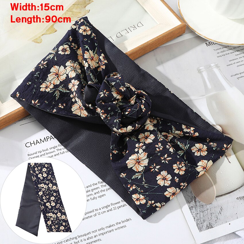 Levao Flower Printing Bandana Wire Headband Knotted Fashion Scarf Hairbands Hair Accessories for Women 2022 New Headwear