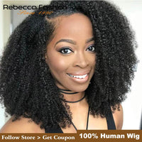 Rebecca Lace Front Short Bob Wigs Afro Kinky Curly Human Hair Wigs Pre Plucked Bleached Knots Remy Brazilian Human Lace Wig Y1B#