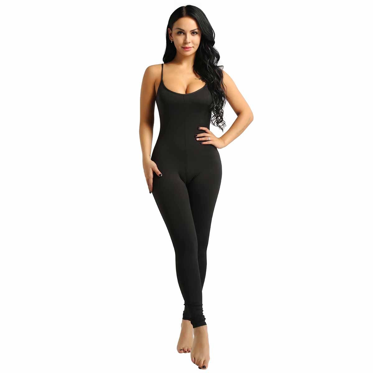 Sexy Women Sleeveless Spaghetti Straps Stretchy Ballet Leotard Yoga Unitard Gymnastics Jumpsuit