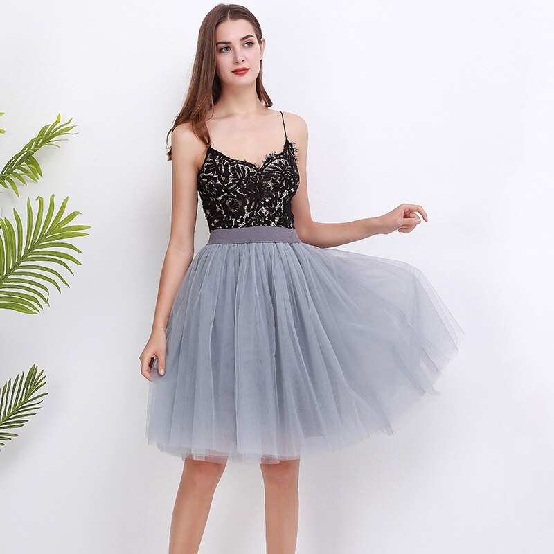 Sexy 5 Layers 60cm Princess Midi Tulle Skirt Pleated Dance Tutu Skirts