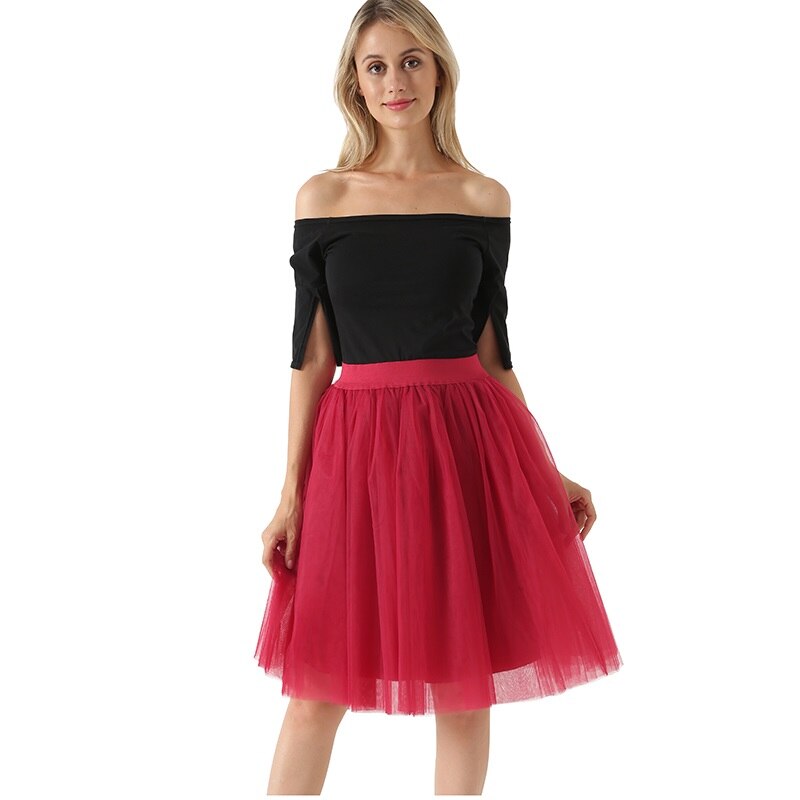 Sexy 5 Layers 60cm Princess Midi Tulle Skirt Pleated Dance Tutu Skirts