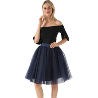 Sexy 5 Layers 60cm Princess Midi Tulle Skirt Pleated Dance Tutu Skirts