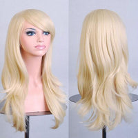 Soowee 70cm Curly Long Pink Cosplay Wig Hair Pieces Synthetic Hair Gray Pink Blonde Wigs for Black Women Peruk