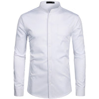 Chemise à col Mandarin pour homme, tenue décontractée à manches longues et boutons avec poche, de marque, 2XL, 2022