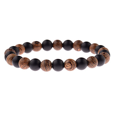 Hot Men Natural Wood Beads Cross Bracelets Onyx Meditation Prayer Bead Bracelet Women Wooden Yoga Jewelry Homme