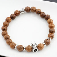 Hot Men Natural Wood Beads Cross Bracelets Onyx Meditation Prayer Bead Bracelet Women Wooden Yoga Jewelry Homme