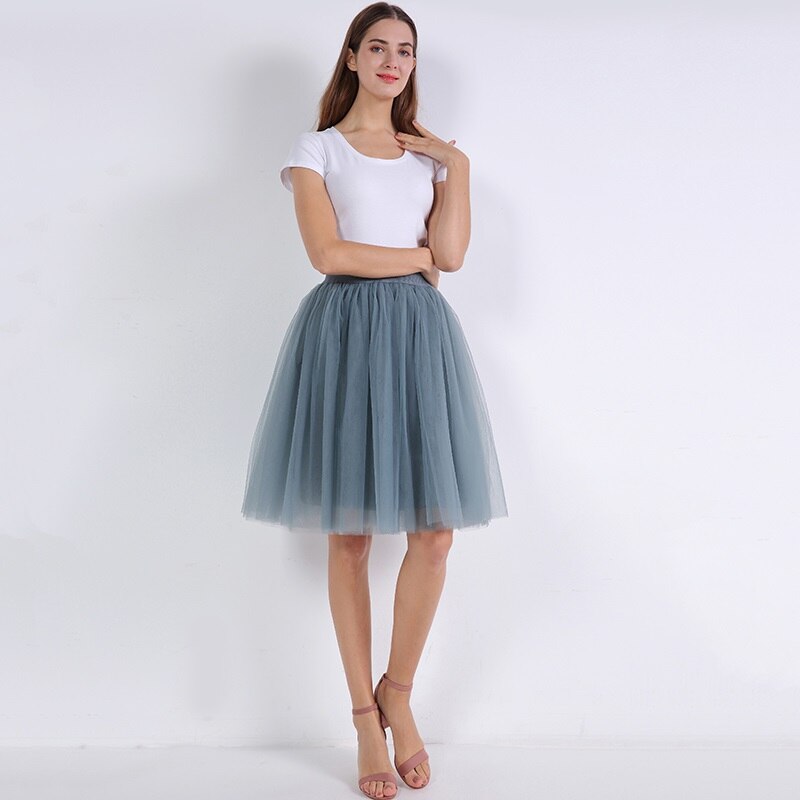 Sexy 5 Layers 60cm Princess Midi Tulle Skirt Pleated Dance Tutu Skirts