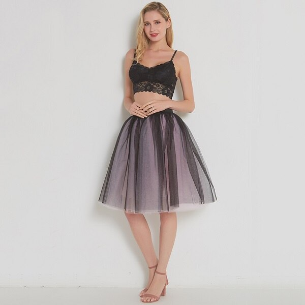 Sexy 5 Layers 60cm Princess Midi Tulle Skirt Pleated Dance Tutu Skirts