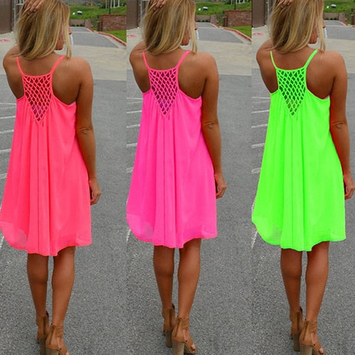 Hot New Sexy Womens Summer Casual Sleeveless Strap Backless Beach Dress for Evening Party