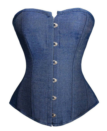 caudatus new fashion sexy denim corset vintage style victorian strapless bustier corset overbust lingerie top clothing  korsett