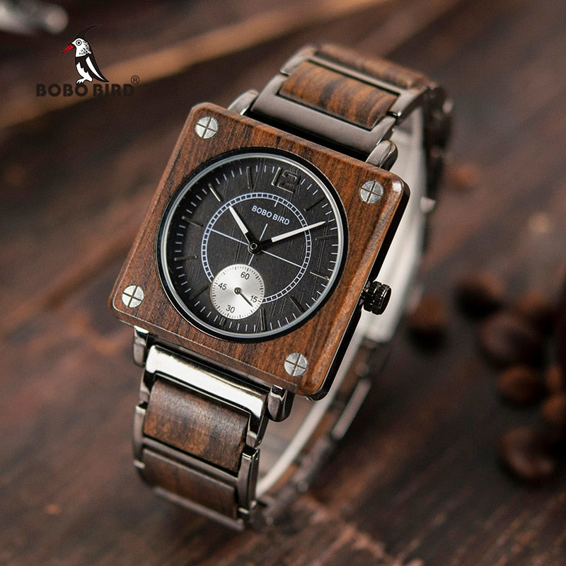 BOBO BIRD Top Luxury Wood Watches Men Quartz Wristwatch Timepiece New Design Best relogio masculino In Gift Box L-R14