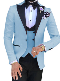 Pink Mens Suits 3 Pieces Slim Fit Casual Business Groomsmen Green Champagne Lapel Tuxedos for Formal Wedding (Blazer+Pants+Vest)