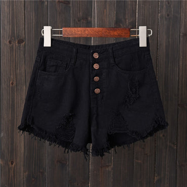 Vintage Ripped Hole Fringe 5 Colors Denim Shorts Women Casual Korean Jeans Shorts 2022 Summer Girl Hot Shorts