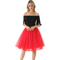 Sexy 5 Layers 60cm Princess Midi Tulle Skirt Pleated Dance Tutu Skirts