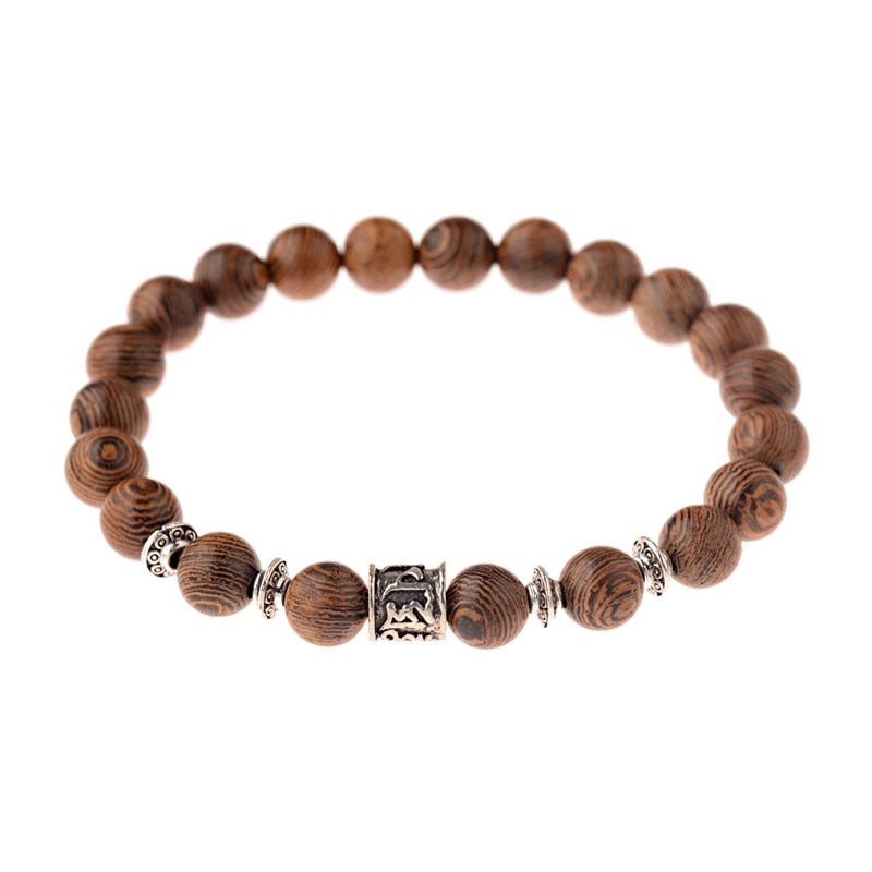 Hot Men Natural Wood Beads Cross Bracelets Onyx Meditation Prayer Bead Bracelet Women Wooden Yoga Jewelry Homme