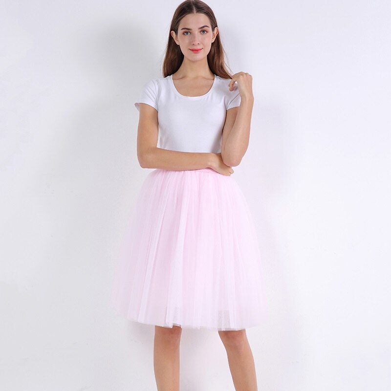 Sexy 5 Layers 60cm Princess Midi Tulle Skirt Pleated Dance Tutu Skirts