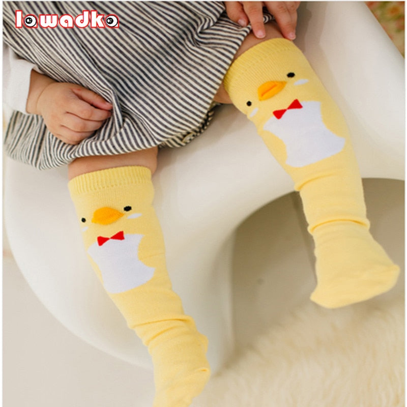 Cute Soft Cotton Kawaii Girls Boys Sock Duck Penguin  Design Catoon Pattern Kids Socks Baby Long Socks