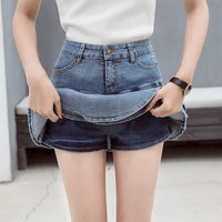 Retro Denim Shorts Skirt Women Summer 2020 Streetwear Ladies Short Skirts Jeans Casual All Match Elastic Ball Gown Saia Female