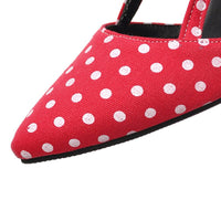 Shoes Woman Polka dot Pointed Toe Sandals Slip on High Heel Slides