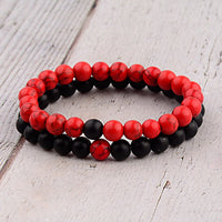 2PCS/Set Distance Bracelet For Women Men Blue&amp;Black Stone Yoga Energy Beaded Couple Bracelets