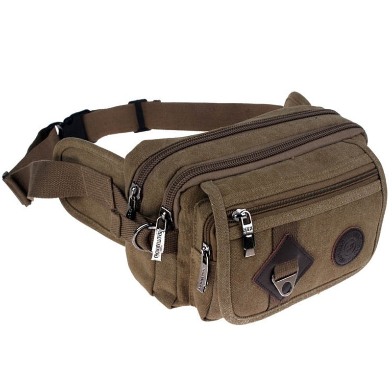 High Quality 2021 Fashion Casual Canvas Messenger Bags Waist Packs Purse Men Portable Vintage Men Waist Bags Travel Belt Wallets