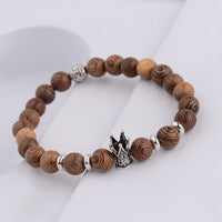 Hot Men Natural Wood Beads Cross Bracelets Onyx Meditation Prayer Bead Bracelet Women Wooden Yoga Jewelry Homme