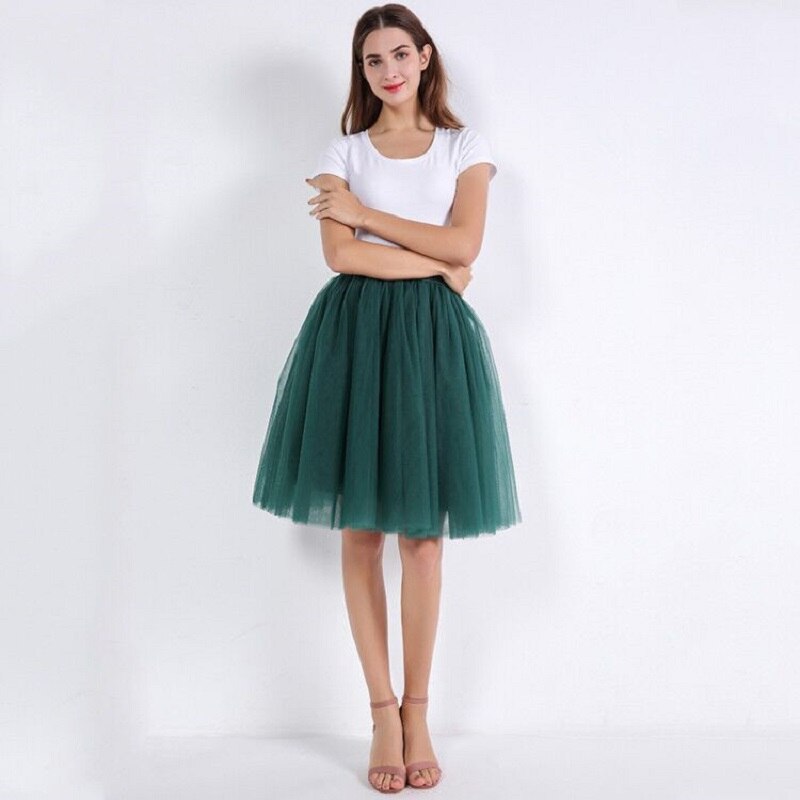 Sexy 5 Layers 60cm Princess Midi Tulle Skirt Pleated Dance Tutu Skirts