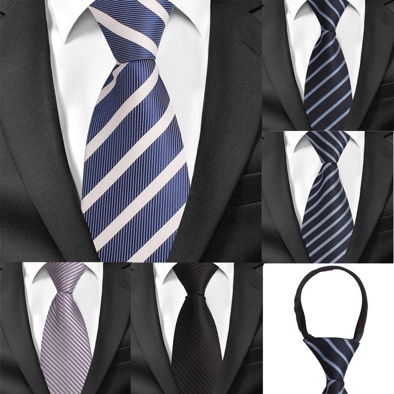 8cm Width Pre-tied Neck Tie Mens Classic Zipper Ties For Men Jacquard Bridegroom Party Necktie