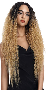 Noble Synthetic Lace Wig Long Wavy Hair 30 Inch Ombre Blonde Wigs