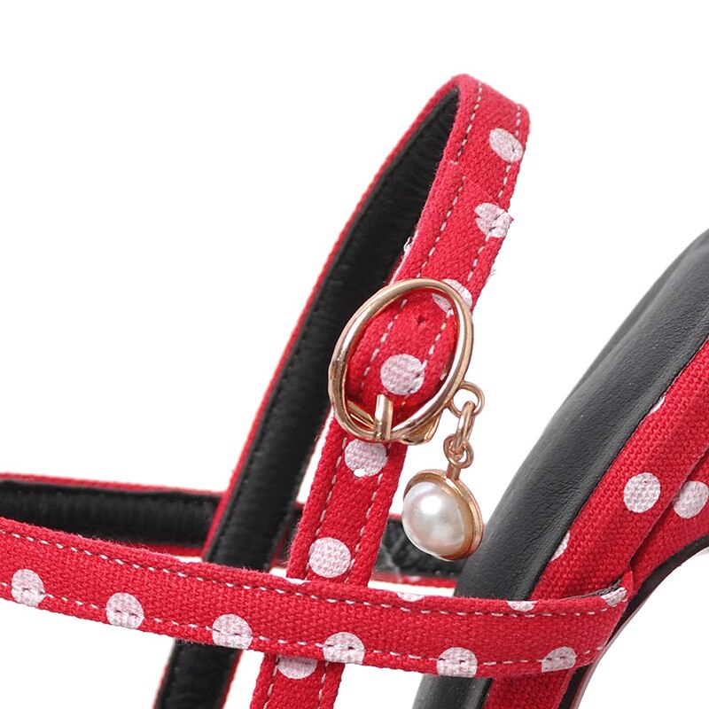 Shoes Woman Polka dot Pointed Toe Sandals Slip on High Heel Slides