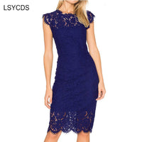 LSYCDS Robe Sexy Blue Dress Women Elegant Lace Black White Red Ladies Casual Dress Bodycon Summer Dresses Woman Party Night 2022