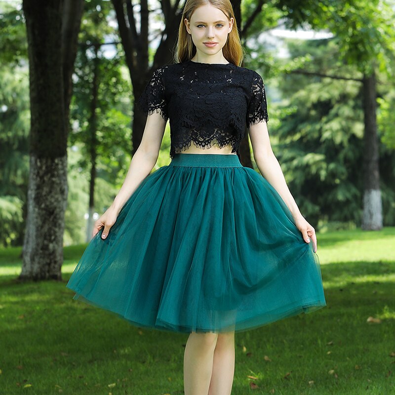 Sexy 5 Layers 60cm Princess Midi Tulle Skirt Pleated Dance Tutu Skirts