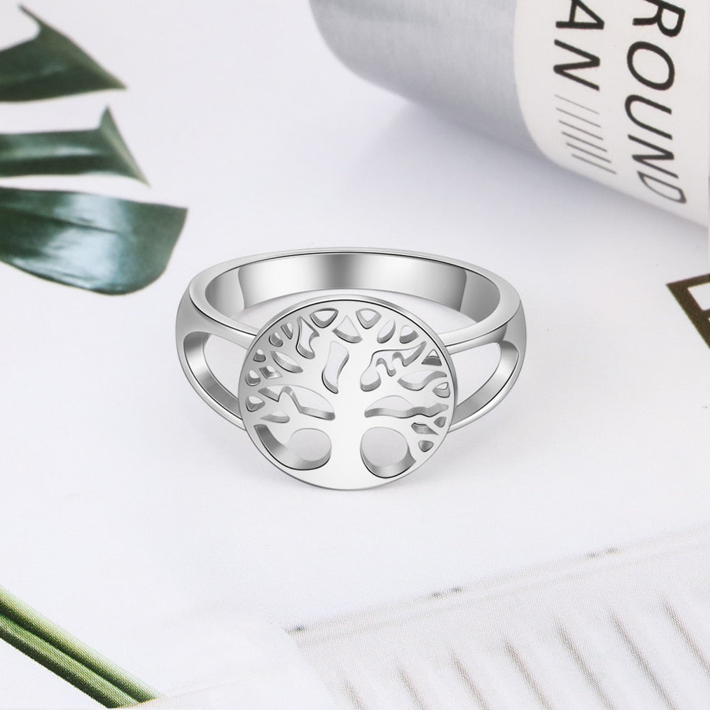 Classic Tree of Life Silver Color Rings for Women Fashion Women Rings Accessories Mothers Day Gifts (JewelOra RI102308)