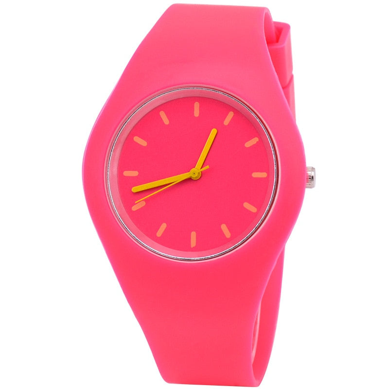 Woman Fashion Casual Silicone Strap quartz watch Candy-colored Jelly watch Ladies Fashion Dress Quartz Wristwatch Female Watch