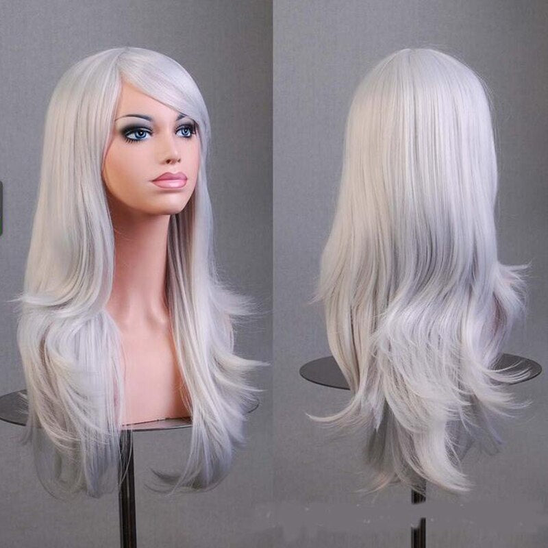 Soowee 70cm Curly Long Pink Cosplay Wig Hair Pieces Synthetic Hair Gray Pink Blonde Wigs for Black Women Peruk