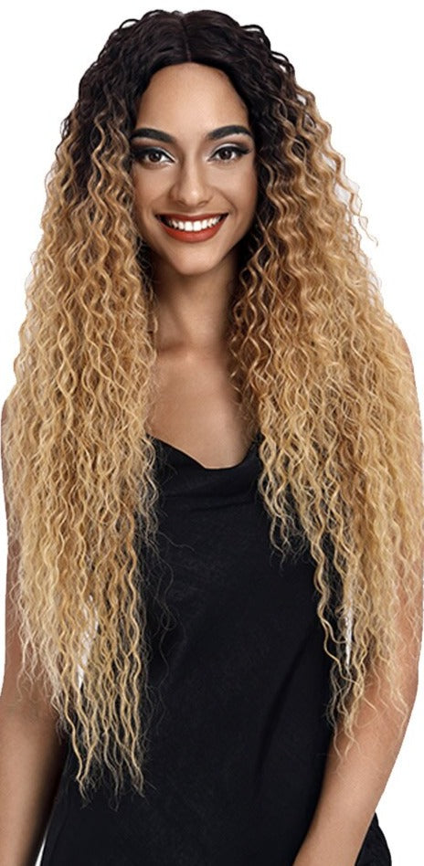 Noble Synthetic Lace Wig Long Wavy Hair 30 Inch Ombre Blonde Wigs