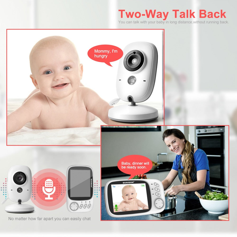 Babyphone sans fil VB603 avec moniteur vidéo LCD, dispositif de surveillance de bébé avec caméra de sécurité et vision nocturne, 2 voies audio et pour parler, 3,2 pouces, 2,4 G, pour babysitter