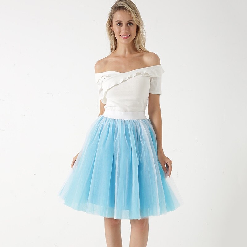 Sexy 5 Layers 60cm Princess Midi Tulle Skirt Pleated Dance Tutu Skirts